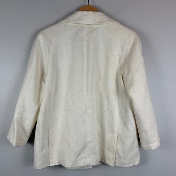Talbots Jackie Fit Linen Blazer Jacket Women's 10 Ivory Classic Button Work NWT - Picture 3 of 8